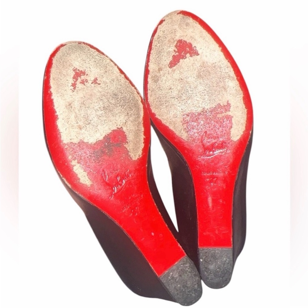 Christian Louboutin Black Peep-Toe Platform Heels size 7 - Picture 6 of 7